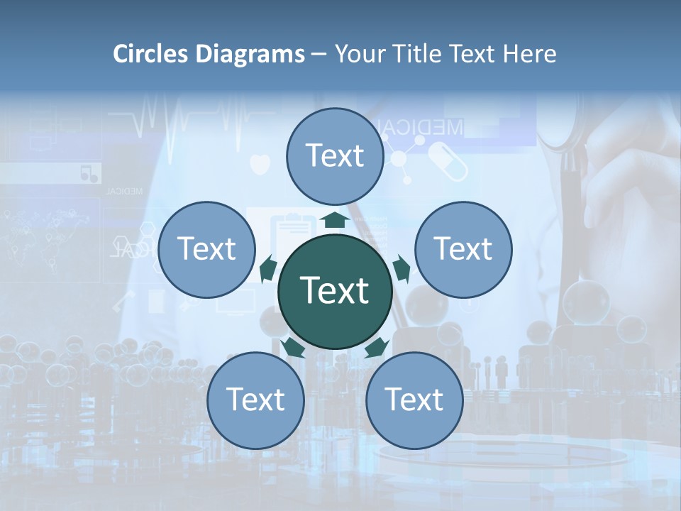 A Doctor Holding A Stethoscope In Front Of A Group Of People PowerPoint Template
