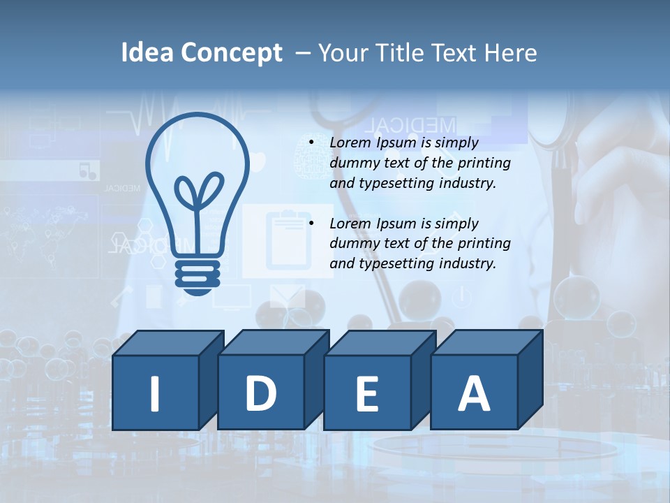 A Doctor Holding A Stethoscope In Front Of A Group Of People PowerPoint Template