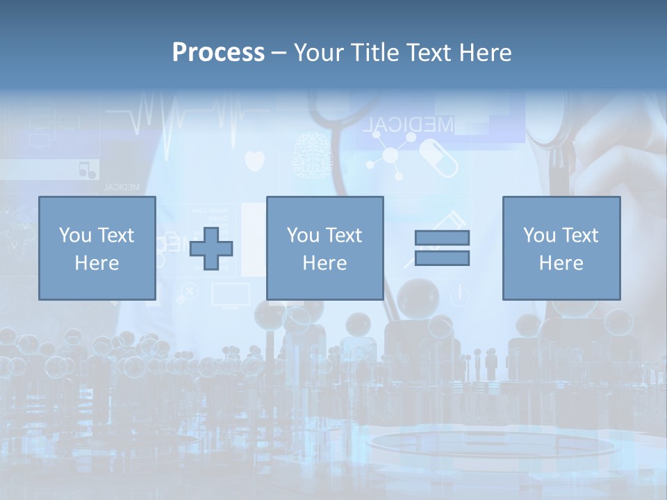A Doctor Holding A Stethoscope In Front Of A Group Of People PowerPoint Template