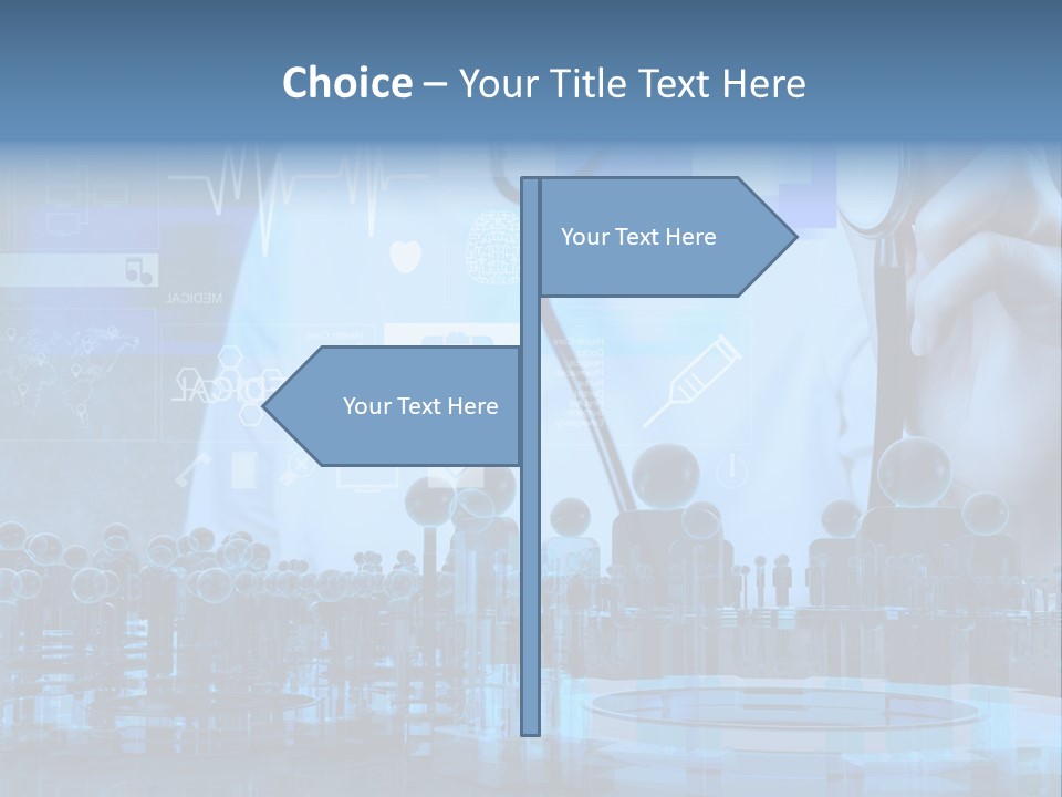 A Doctor Holding A Stethoscope In Front Of A Group Of People PowerPoint Template