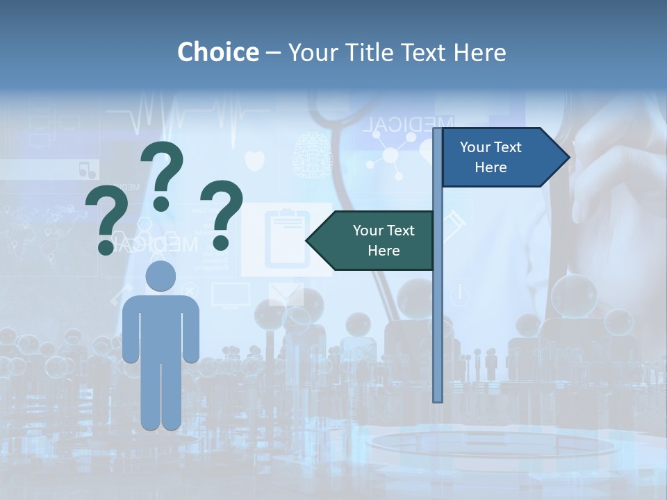 A Doctor Holding A Stethoscope In Front Of A Group Of People PowerPoint Template