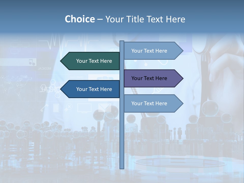 A Doctor Holding A Stethoscope In Front Of A Group Of People PowerPoint Template