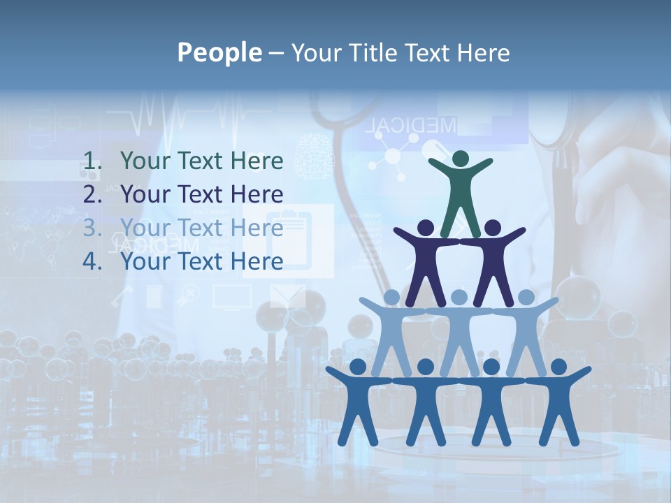 A Doctor Holding A Stethoscope In Front Of A Group Of People PowerPoint Template