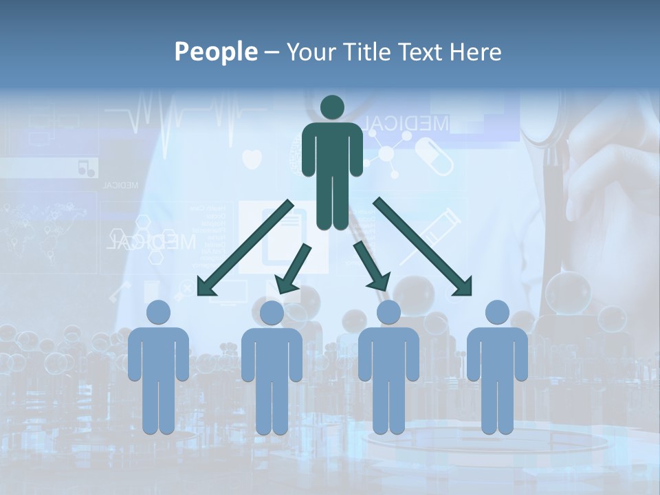 A Doctor Holding A Stethoscope In Front Of A Group Of People PowerPoint Template