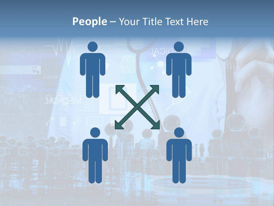 A Doctor Holding A Stethoscope In Front Of A Group Of People PowerPoint Template