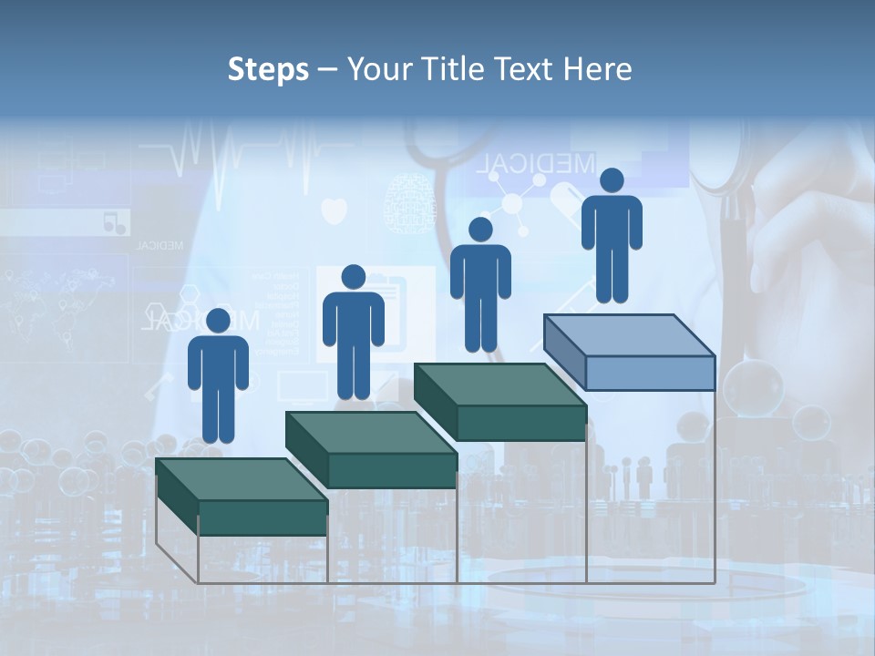 A Doctor Holding A Stethoscope In Front Of A Group Of People PowerPoint Template