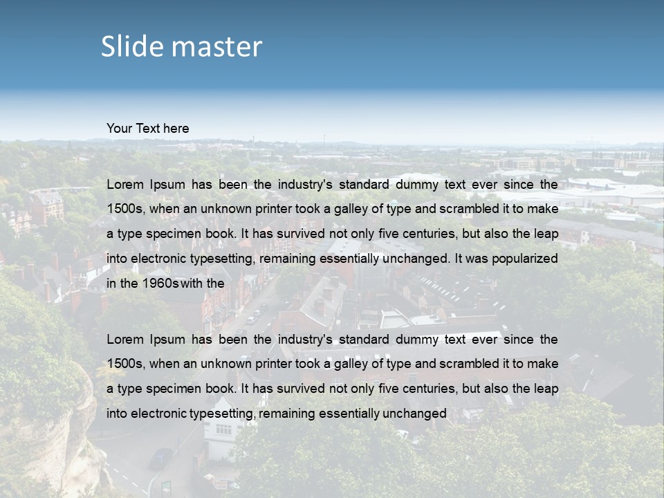 An Aerial View Of A Town With Lots Of Trees PowerPoint Template