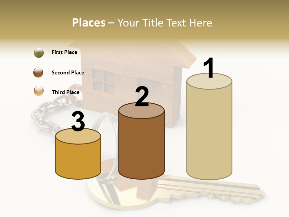 A Wooden House With A Keychain On A White Background PowerPoint Template