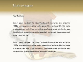 A Wooden House With A Keychain On A White Background PowerPoint Template