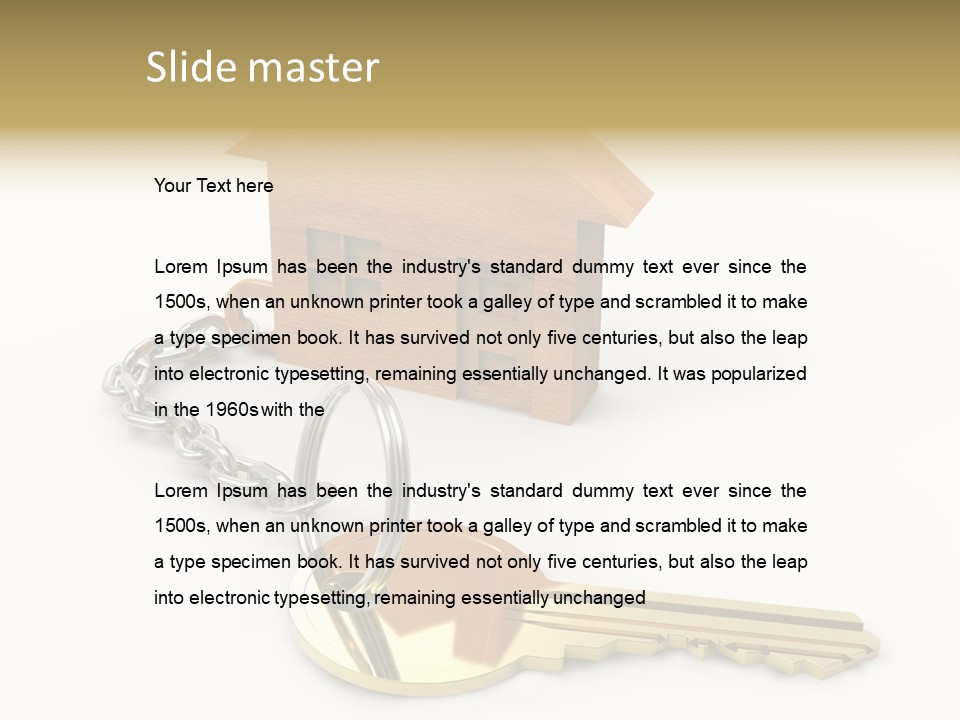 A Wooden House With A Keychain On A White Background PowerPoint Template