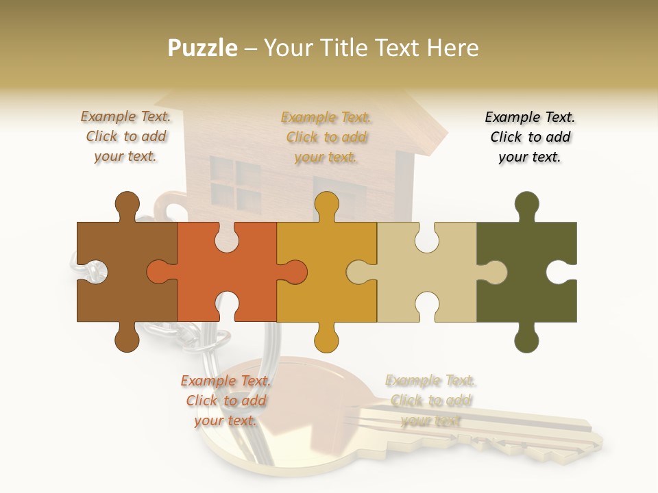 A Wooden House With A Keychain On A White Background PowerPoint Template