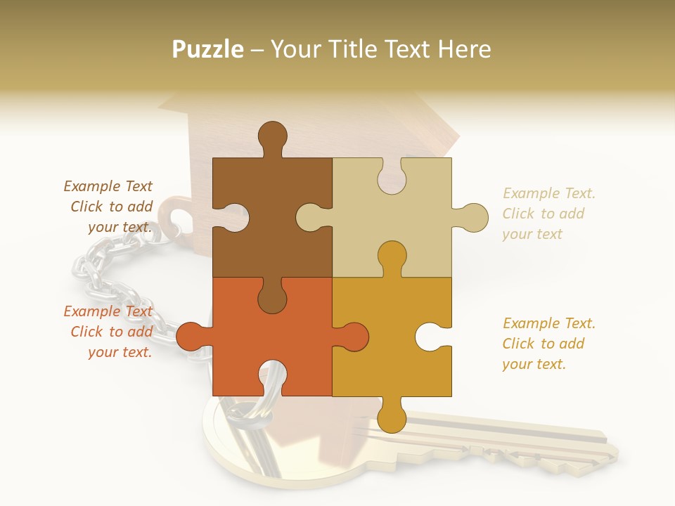 A Wooden House With A Keychain On A White Background PowerPoint Template