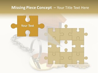 A Wooden House With A Keychain On A White Background PowerPoint Template