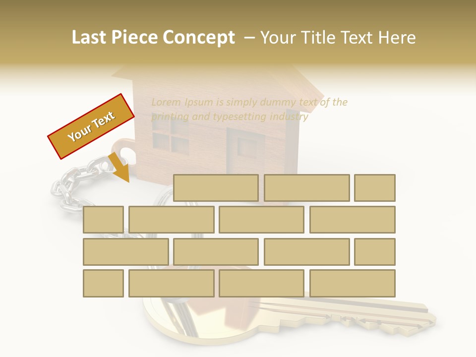 A Wooden House With A Keychain On A White Background PowerPoint Template