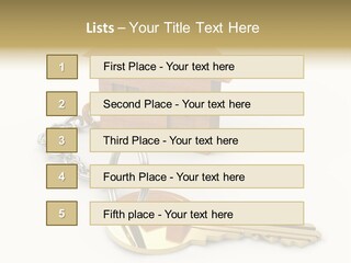 A Wooden House With A Keychain On A White Background PowerPoint Template