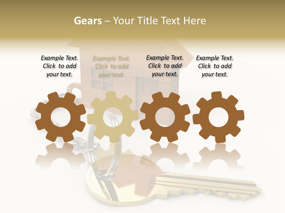 A Wooden House With A Keychain On A White Background PowerPoint Template