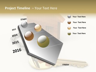 A Wooden House With A Keychain On A White Background PowerPoint Template