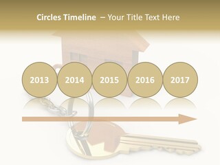 A Wooden House With A Keychain On A White Background PowerPoint Template