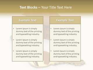 A Wooden House With A Keychain On A White Background PowerPoint Template
