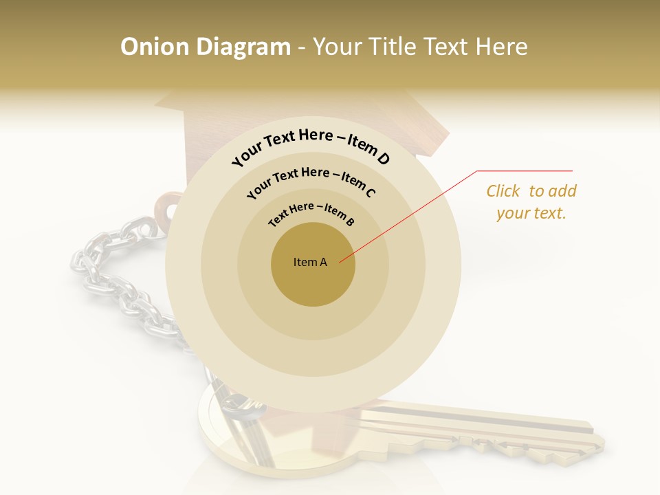 A Wooden House With A Keychain On A White Background PowerPoint Template