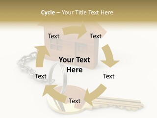 A Wooden House With A Keychain On A White Background PowerPoint Template