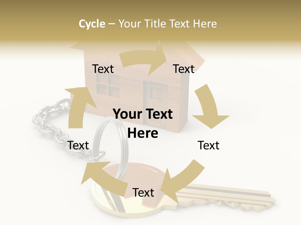 A Wooden House With A Keychain On A White Background PowerPoint Template