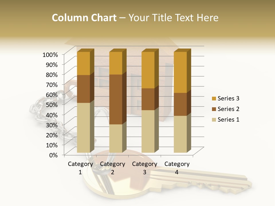 A Wooden House With A Keychain On A White Background PowerPoint Template