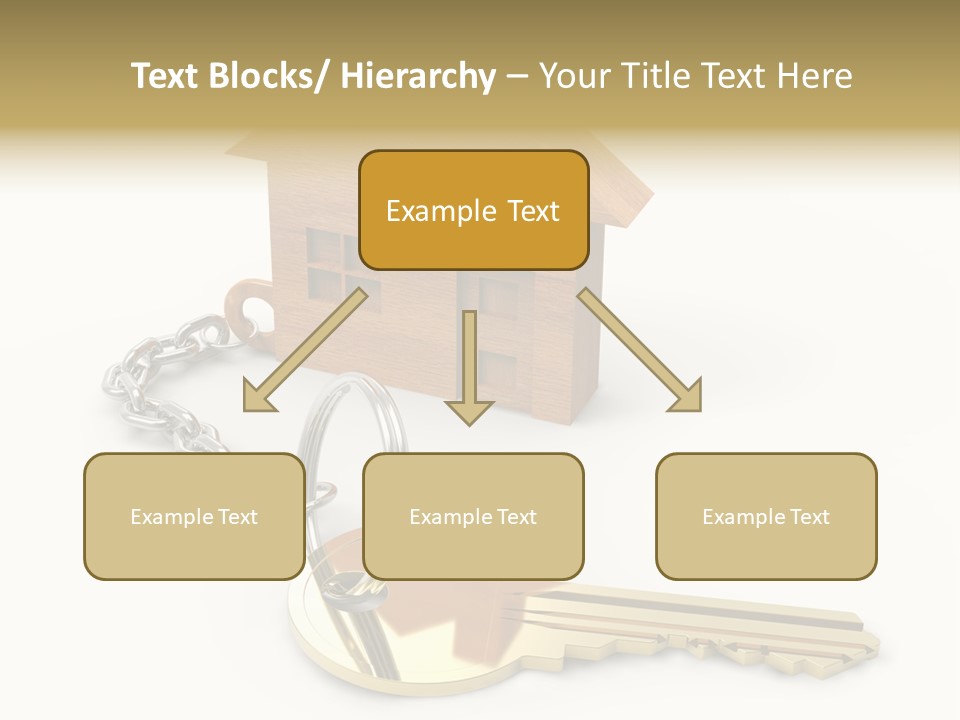 A Wooden House With A Keychain On A White Background PowerPoint Template