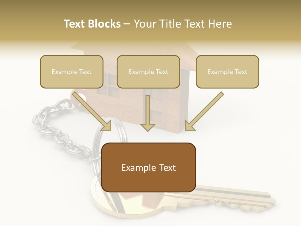 A Wooden House With A Keychain On A White Background PowerPoint Template