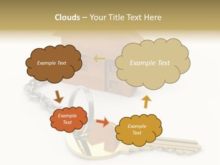 A Wooden House With A Keychain On A White Background PowerPoint Template