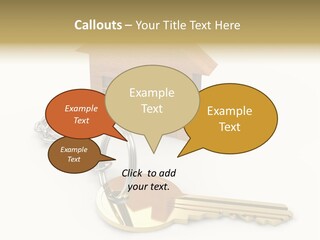 A Wooden House With A Keychain On A White Background PowerPoint Template