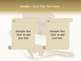 A Wooden House With A Keychain On A White Background PowerPoint Template