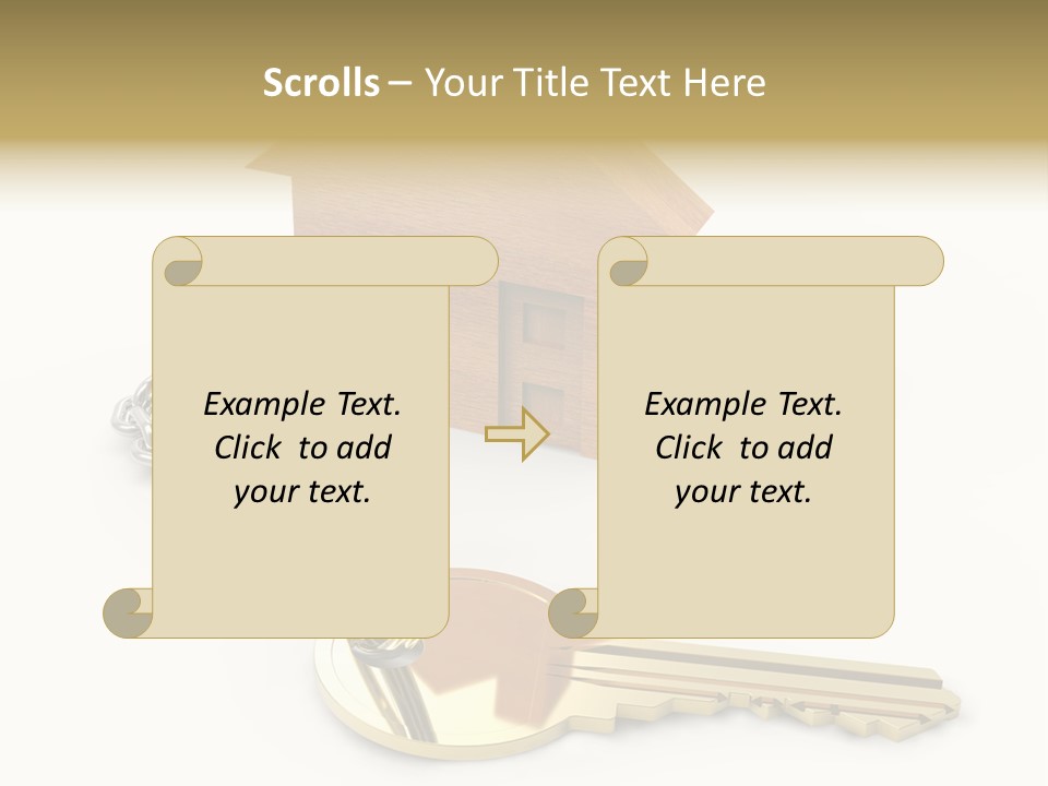 A Wooden House With A Keychain On A White Background PowerPoint Template