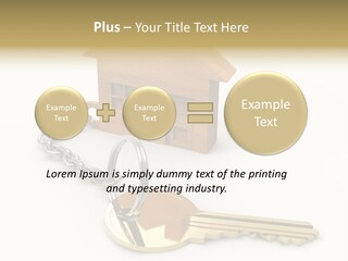 A Wooden House With A Keychain On A White Background PowerPoint Template