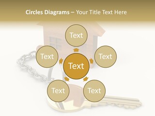A Wooden House With A Keychain On A White Background PowerPoint Template