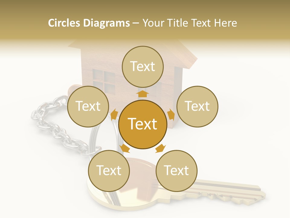 A Wooden House With A Keychain On A White Background PowerPoint Template