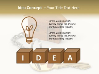 A Wooden House With A Keychain On A White Background PowerPoint Template