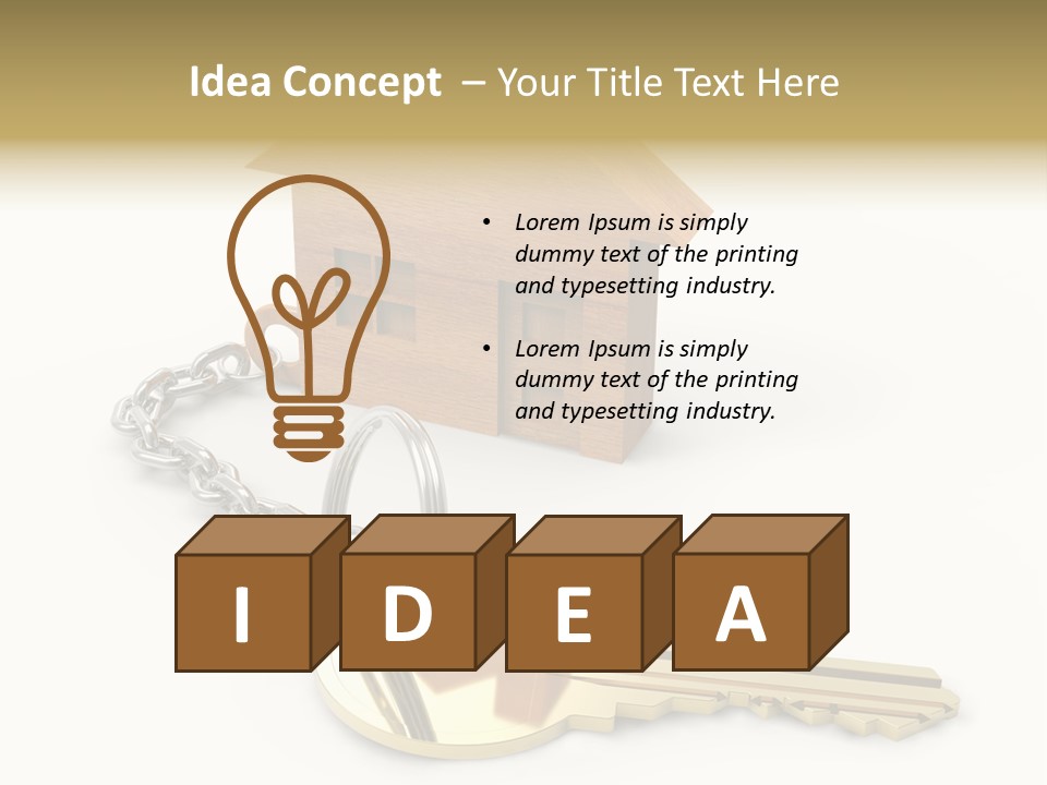 A Wooden House With A Keychain On A White Background PowerPoint Template