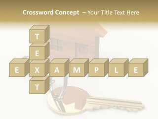 A Wooden House With A Keychain On A White Background PowerPoint Template