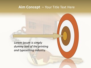 A Wooden House With A Keychain On A White Background PowerPoint Template