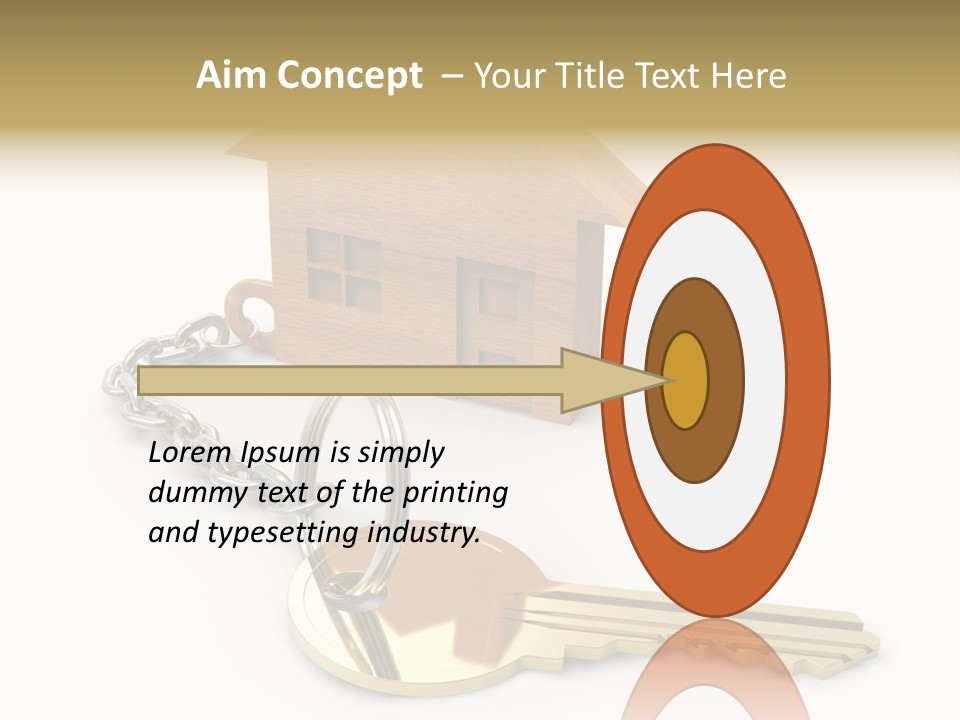A Wooden House With A Keychain On A White Background PowerPoint Template
