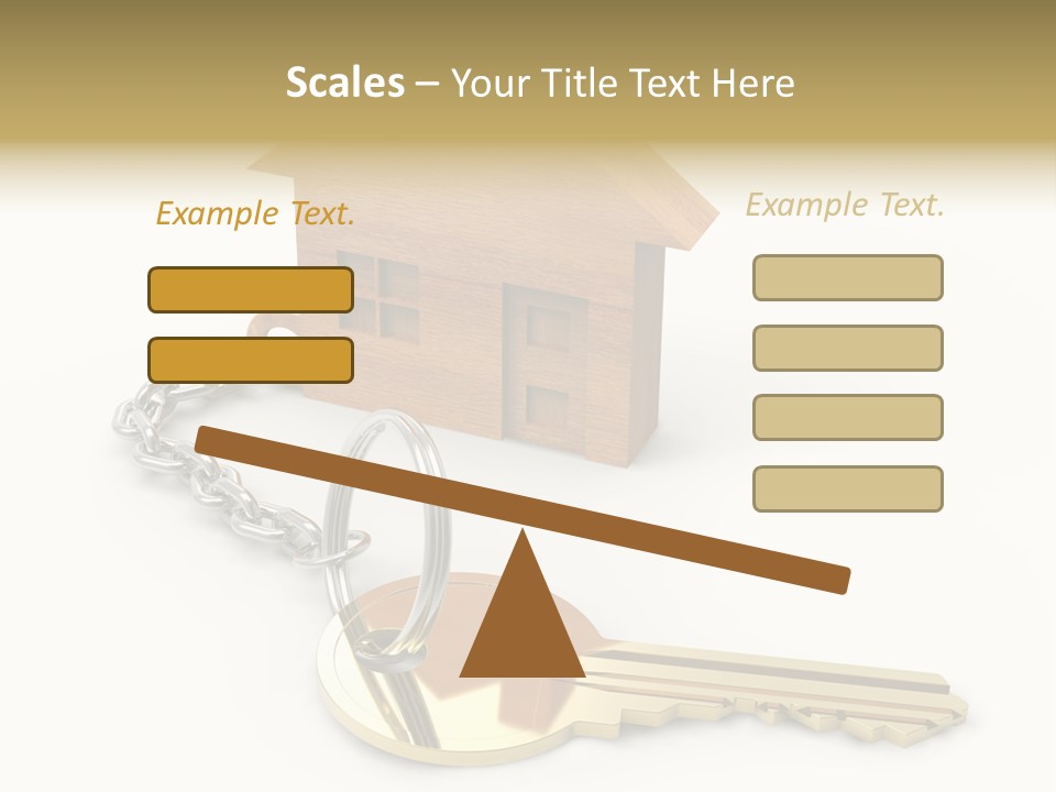 A Wooden House With A Keychain On A White Background PowerPoint Template