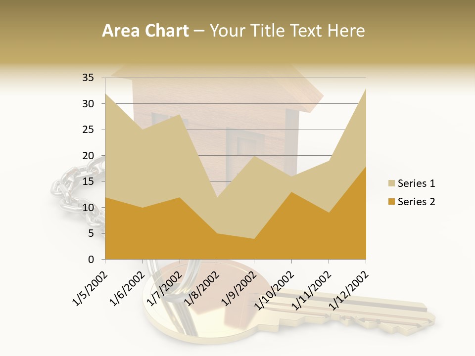 A Wooden House With A Keychain On A White Background PowerPoint Template