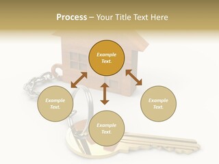 A Wooden House With A Keychain On A White Background PowerPoint Template