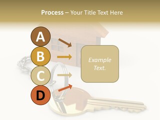 A Wooden House With A Keychain On A White Background PowerPoint Template