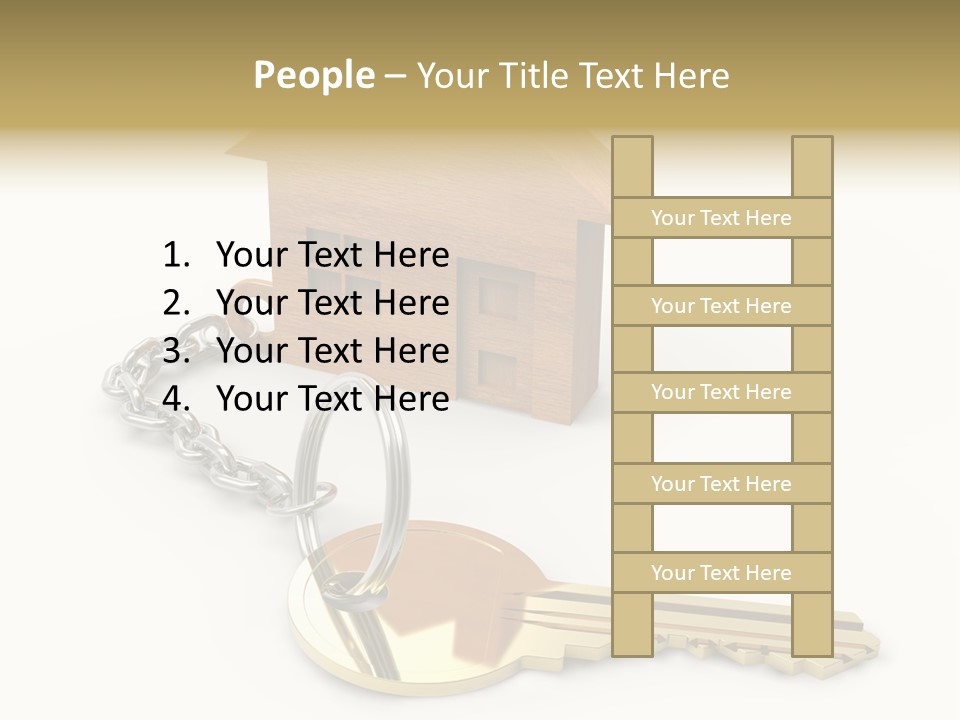 A Wooden House With A Keychain On A White Background PowerPoint Template