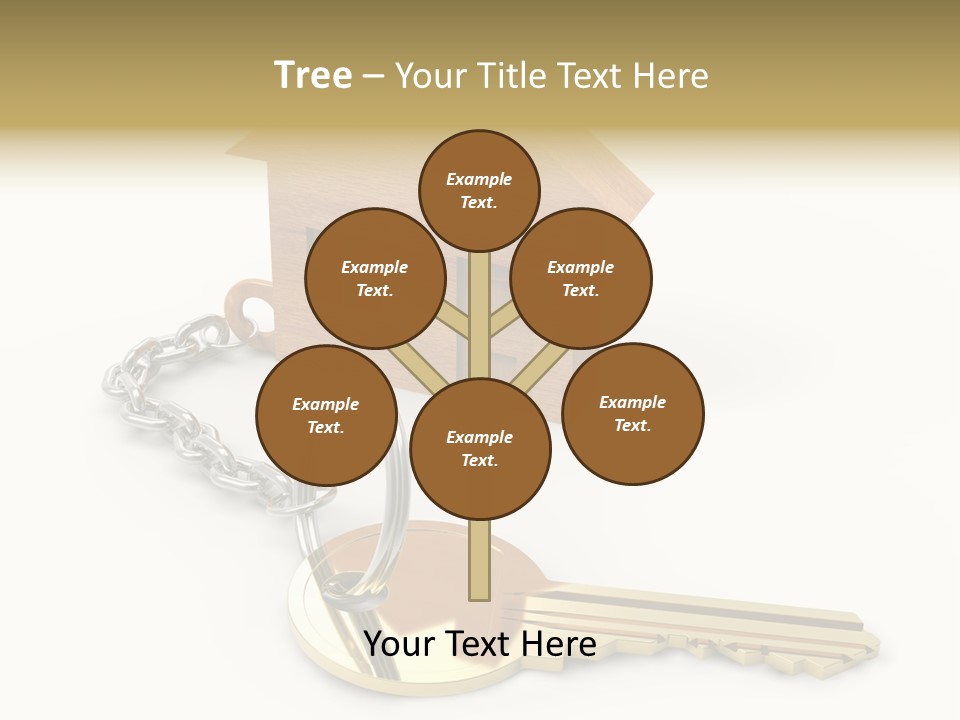 A Wooden House With A Keychain On A White Background PowerPoint Template