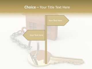 A Wooden House With A Keychain On A White Background PowerPoint Template