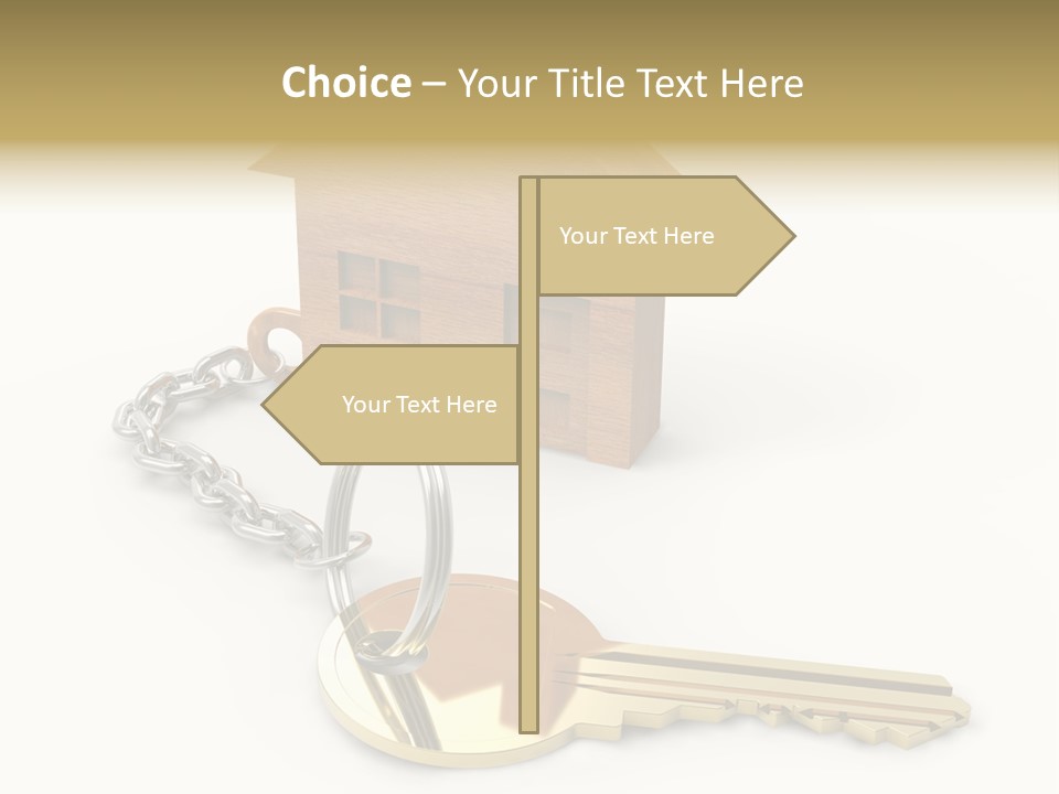 A Wooden House With A Keychain On A White Background PowerPoint Template