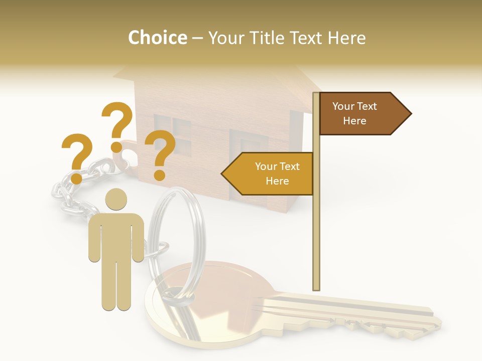 A Wooden House With A Keychain On A White Background PowerPoint Template